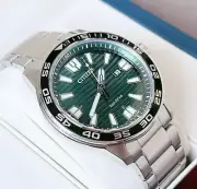 Citizen Eco-Drive Green Dial Date Display Men's Watch AW1701-56X
