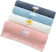 TOVINANNA 4 Pcs Long Staple Cotton Towels for Soft Absorbent Washcloths for Bath and Face Washing Multi Purpose Cute Towels and Grey