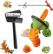 Carrot Curler and Peeler Set - Carrot Fruit Vegetable Spiral Shred Slicer Root Vegetables Fruits Slicer Sharpener Garnishing Tool Manual Spiral Screw Slicer Cutter Spiralizer