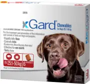 Flea and Tick Chewable Tablets for Dog Extra Large 25.1 - 50 Kg, Red (Pack of 6)