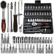 46-Piece Hand Tool Automotive Mechanic Sockets Wrenches Ratchet Tool Set w/Case
