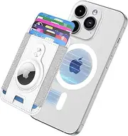 for Magsafe Wallet with AirTag Holder, T Tersely Magnetic Wallet for iPhone 16 Pro/Max/15/14/13/12 Series, Magnetic Card Holder for Airtag, 7 Card Slot, Vegan Leather, White