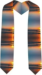 [SKKNT] Beautiful Sunrise Ocean Print Graduation Shawl Stole For Academic Commencements Honor Sash Congratulations Gift