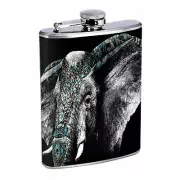 Elephant Art D43 Flask 8oz Stainless Steel Hip Drinking Whiskey