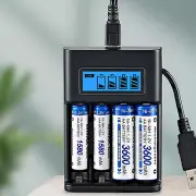 USB Plug Fast Battery Charger for AA AAA Rechargeable Batteries 4 Slots