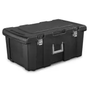 Sterilite Footlocker Storage Trunk Black Plastic Lockable Chest w/ Wheels Adult