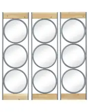 The Novogratz Set of 3 Black Metal Wall Mirror with Wood Accents