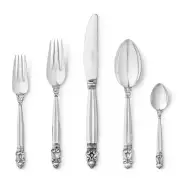 Georg Jensen Sterling Silver Flatware 20 pcs. Set - Acorn / Konge - NEW
