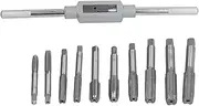 11Pcs Tap Wrench Set, M6~M12 Bearing Steel Hand Screw Thread Taps Set with Adjustable Reamer Hardware Tool