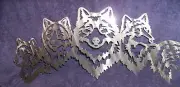 SILVER STEEL WOLF PACK WALL HANGING PLAQUE 18" HAND MADE IN USA INDOOR/OUTDOOR