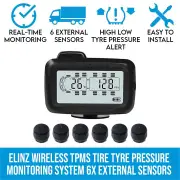 Elinz Wireless TPMS Tire Tyre Pressure Monitoring System 6x External Sensors Caravan