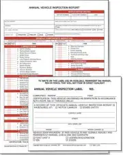 25-PACK. Annual Vehicle Inspection Report Form 3-Ply Carbonless and Label 2-ply