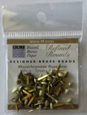 MONOCHROMATIC ROOT BEER ROUND Refined Metal Brads(48pc)Bazzill•Split-pin•Cards•