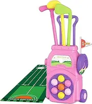 CoudarTitie Kids Golf Club Set Toy, Outdoor Sports, Golf Ball Game Game, Portable, Toddlers Golf Set Interior Golf Toys for Girls for, Pink