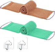 2 Piece African Exfoliating Net for Body, African Bath Net Sponge, African Wash Net, African Shower Net Bath Sponge Scrubbing Rag Body Scrubber Back Scrubber Skin Smoother for Women Men Daily Use (Green,Brown)