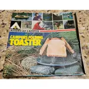 Bread Toaster for Campfire Camping 4 Slice Vintage Metal Foldable Wire Rack Tray
