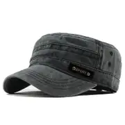 Cotton Washable Flat Sun Proof Military Cap for Men