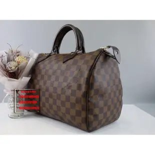 ☆優買二手精品名牌店☆ LV N41531 咖啡 棋盤 格紋 手提包 波士頓包 SPEEDY 30 拉鍊包 超級新