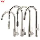KYLINS WELS Brushed Nickel Round Pull Out Kitchen Laundry Sink Tap Mixer Spout