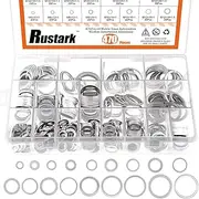 Rustark 470Pcs [18 Sizes] Automotive Aluminum Metric Oil Drain Plug Gasket Flat Washer Assortment Kit - M6 M8 M10 M12 M14 M16 M18 M22 M24