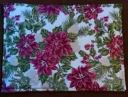COUNTRY COTTAGE SET/6 CHRISTMAS POINSETTIAS QUILTED FABRIC PLACEMATS & NAPKINS
