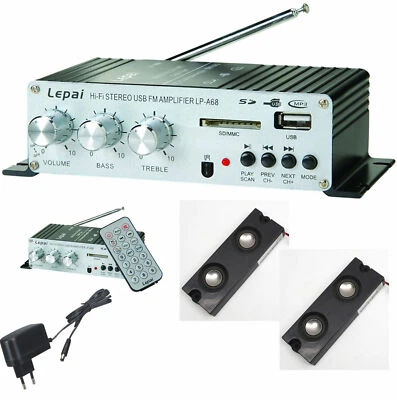 Mobile Mini MP3-PLAYER With Radio Amplifier Remote Line-In USB Sd-Card+Speakers