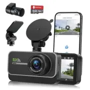 Dash Cam Front and Rear,4K+1080P WiFi Dual Dash Camera for Cars with App, 3"