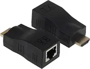 HDMI to RJ45 Extender, HDMI Converter Repeater, 2-Pack HDMI Extender Transmitter and Receiver Network RJ45 Over Ethernet LAN Cat 5e / 6 / 6e, Support HDTV 1080P 3D