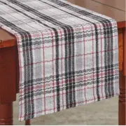 Table Runner 36” Farmhouse Festive Black Red Gray Plaid Christmas