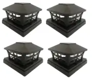 4 Pcs Solar Back Color 4x4 5x5 6x6 Post Fence with 2 Bright SMD LED Cap Light