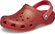 [Crocs] Unisex-Child Classic Glitter Clog, Flame, 4 Toddler