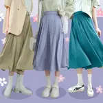 MIUSTAR 高級訂製款 緞面光澤布料鬆緊百褶裙(共6色)裙子 長裙 0215 預購 【NL0116】