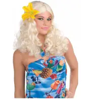 Honolulu Honey Bonde Hawaiian Hula Luau Curly Women Costume Wig
