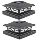 Solar Post Lights Outdoor 2 Modes LED Fence Deck Cap Light for 4X4 6X6 (2 Pack)