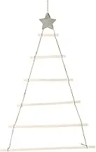 Wood Ladder Tree with Star, Wooden Branch Ladder,Wall Hanging Twig Tree Christmas Decoration Wooden Hanging Ornaments (White)
