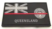 Thin Red Line, QLD Fire Rubber / PVC Patch, State Flag, Hook Rear, 1 x Item