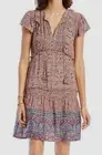 $670 Lini Women's Pink Blue Sadie Ruffle Pintuck Short Sleeve Shift Mini Dress 2