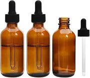 SHUNMAN Amber Glass Bottles,3 PCS 30ml Boston Round Glass Bottles,Empty Tincture Bottles for Essential Oil Blends, Perfumes, Aromatherapy and Chemistry Lab