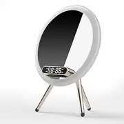 LAISANIM Q6 Newly LED Makeup Mirror with Bluetooth Speaker,Phone Stand and Charging, White Lighted Vanity Mirror Supports AI Voice Dialogue, Alarm Clock