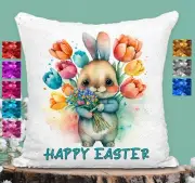 Easter Bunny Cushion Cover Sequin Throw Pillow Bunny Rabbit Happy Easter
