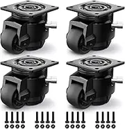 ANDUTEES 4 Pack Leveling Casters, Adjustable Heavy Duty Casters Set of 4, Swivel Plate Industrial Retractable Caster Wheels for Workbench,Machine, Equipment, Shelves (60F,2200 Lbs Capacity, Black)