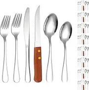 Berglander Cutelry 48 Pieces Service for 8, Stainless Steel Silverware Set with Steak Knife, Spoons and Forks Silverware, Heavy Duty Flatware Set Dishwasher Safe
