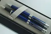 Cross Sheaffer 300 Collection II Metallic Midnight Blue, Compact, Polished Barrel and Appointments Medium Fountain Pen and Ballpoint pen set