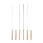 6pcs Kebob Skewers 33cmx4.3mmx1.2mm Flat Sticks with Wood Grip Handle