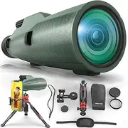 Monocular Telescope 12X50 Outdoor Telescope with Smartphone Adapter for Stargazing, Birdwatching, Hunting, Dust-Proof, Waterproof HD Monocular for adults with Phone Holder and Metal Tripod By hd360pro