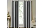 1 Pair Blackout Curtains for Bedroom Light Blocking Curtain Draperies for Living Room, Eyelet Top Thick Soft, Light Grey
