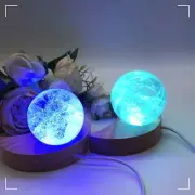 Moon Shape LED Night Light Wooden Bracket Crystal Sphere Stand Crystal Ball Base