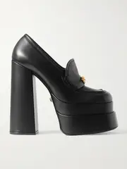 [Versace] Versace - Embellished Leather Platform Loafers - Black - IT39 IT 39 Black