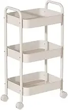 SOVYOULIVE 3-Tier Storage Cart,Multifunction Kitchen Storage Organizer,Mobile Shelving Unit Utility Rolling Cart with Lockable Wheels for Bathroom,Laundry,Living Room