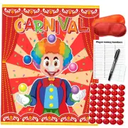 PINGAMOO Carnival Party Games Pin The Nose On The Clown Carnival Circus Theme...